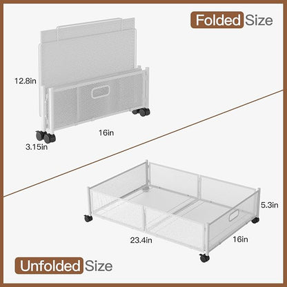 Gawerk Under Bed Storage with Wheels, Foldable Metal Mesh Underbed Storage - Image 2