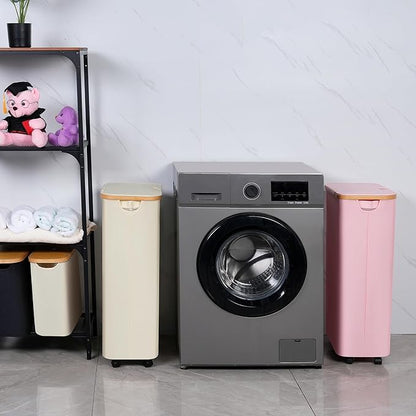 75L Laundry Basket with Wheels, Clothes Hamper - Image 4