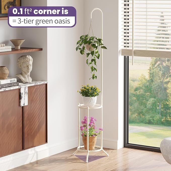Hanging Plant Stand Indoor Outdoor, 2-Tier Plant Stand - Image 3