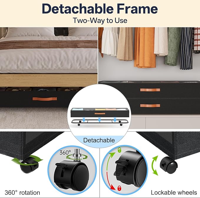 Under Bed Storage with Wheels 39inch, Extra Long Under Bed Storage Bins - Image 4