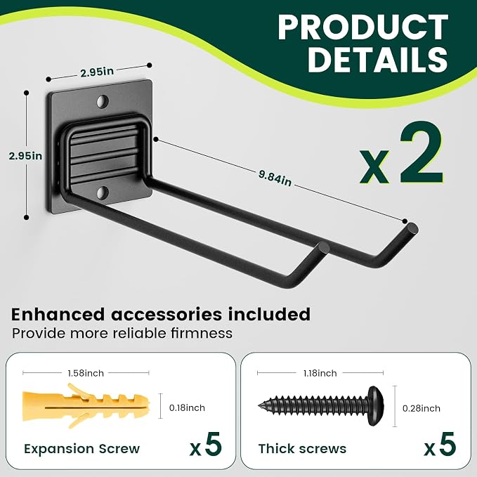Garden Tool Organizer Rack, Wall Mount Garage Tool Organizer Storage Hook - Image 4