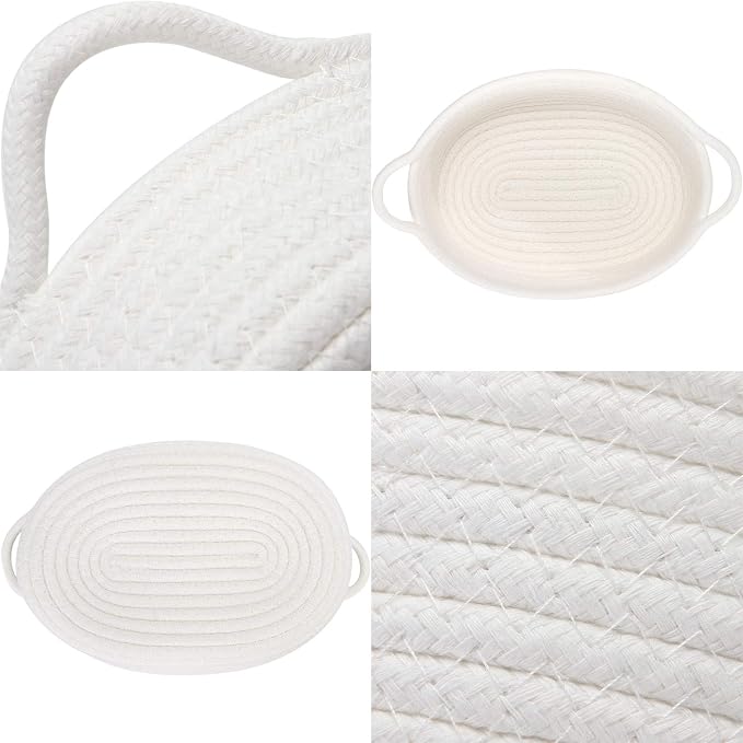 Sea Team 2-Pack Cotton Rope Baskets, Fabric Tray, Oval Open Dish - Image 5