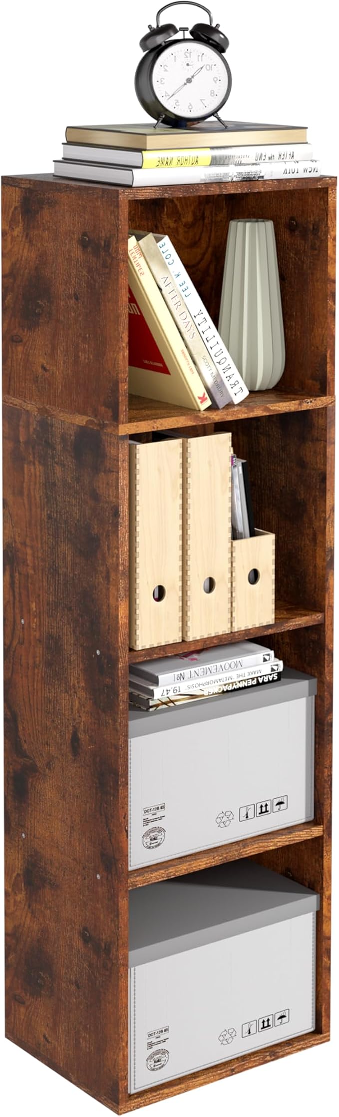 Wooden 4 Cube Storage Organizer, 4 Tier Storage Cubes Storage Display Cubby by NewBeth