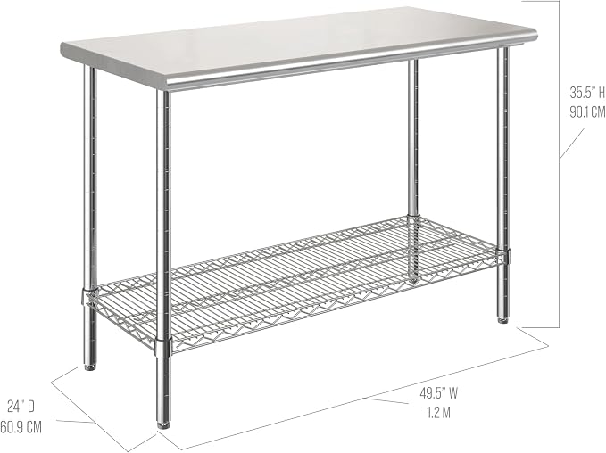 Seville Classics Commercial Work Table Island Utility Cart Prep Station - Image 2