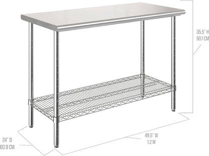 Seville Classics Commercial Work Table Island Utility Cart Prep Station - Image 2