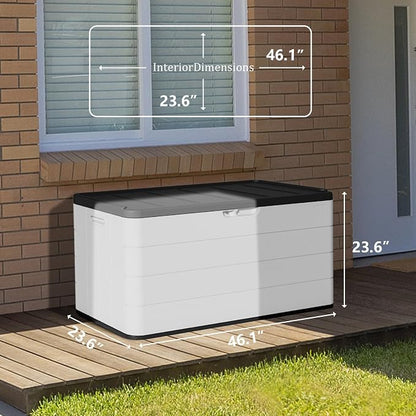 ZZM 110 Gallon Lockable Resin Deck Box, Waterproof Outdoor Storage Box - Image 5