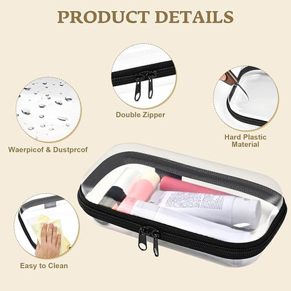 Clear Hard Shell Zipper Case 3 Pack, Hard Plastic Bag, Portable Cosmetic Bag - Image 4