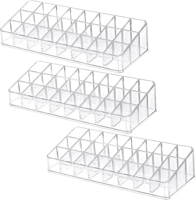 3-Pack Acrylic Lipstick Organizer – 72 Slot Clear Makeup Storage Display - Image 2