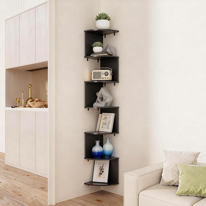 No-Drill Corner Shelf Wall Mount, 7-Tier Floating Corner Bookshelf - Image 7