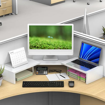 Dual Monitor Stand for Desk, Metal Computer Stand, Desk Shelf Riser, Desktop - Image 5