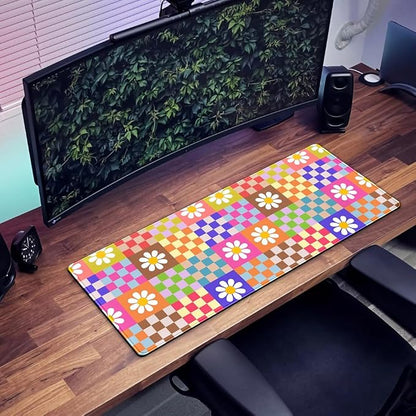 Pink Desk Mat Trendy Checkered Aesthetic Desk Pad Computer Large Mouse Pad - Image 7
