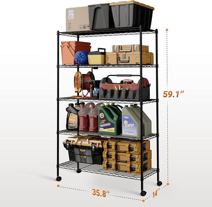 Simple Deluxe Heavy Duty 5-Tier Storage Shelving Unit, 35.83" W x 13.98" D x - Image 3