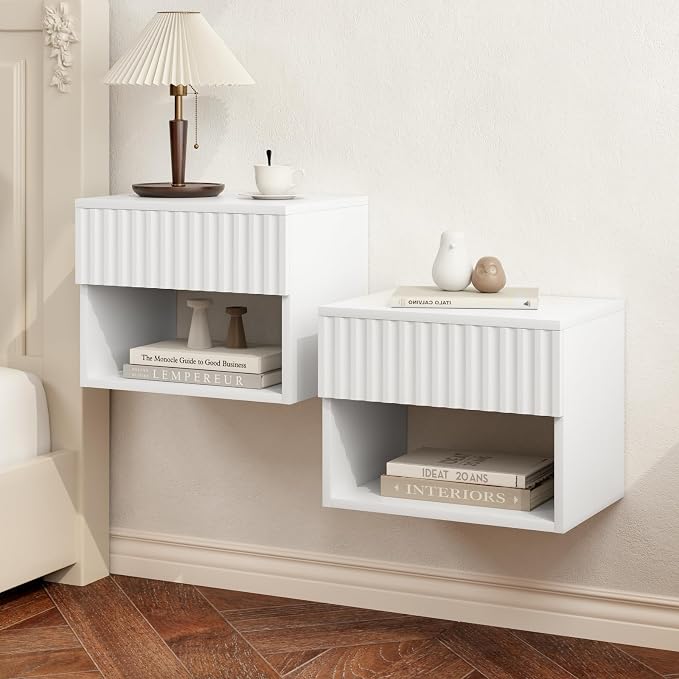 Floating Nightstand Set of 2, Modern Wall Mounted Bedside Tables - Image 4