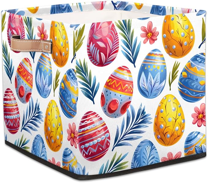 TropicalLife 13x13x13 Inch Large Fabric Storage Cube Easter Eggs Foldable by TropicalLife