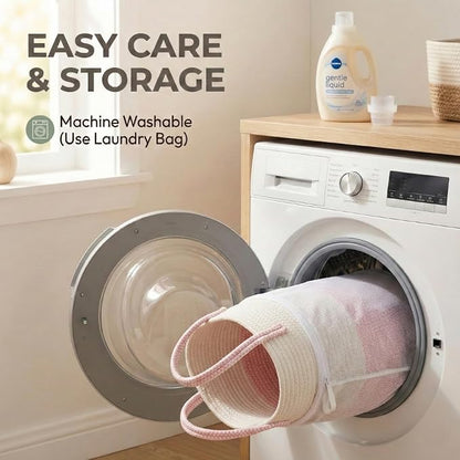JMvicyroam 115L Extra Large Machine Washable Cotton Rope Blanket Basket | - Image 5