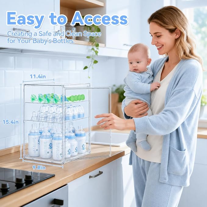 Baby Bottle Storage Organizer for Countertop, X-Large Clear Bottle Organizer - Image 4