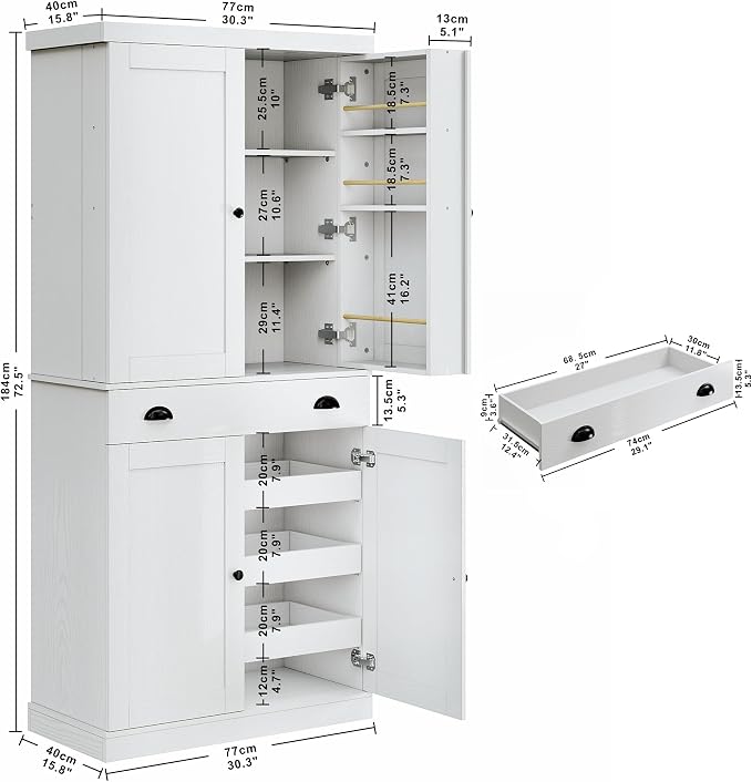 IRONCK 72" Kitchen Pantry Cabinet - Image 3