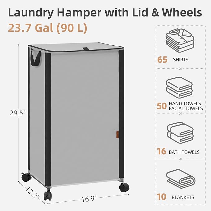 STORAGE MANIAC Rolling Laundry Hamper - Image 4