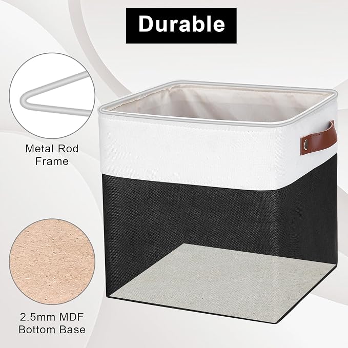 Collapsible Fabric Storage Cubes 11x11 Cube Storage Bins, 4 Pack Closet Baskets - Image 4