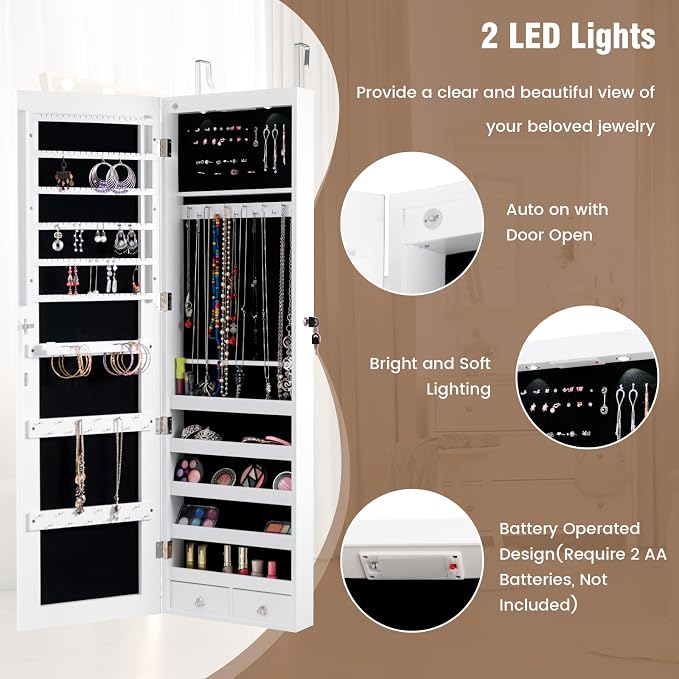 HAPPYGRILL Over the Door Jewelry Organizer, Hanging Jewelry Storage Cabinet - Image 5