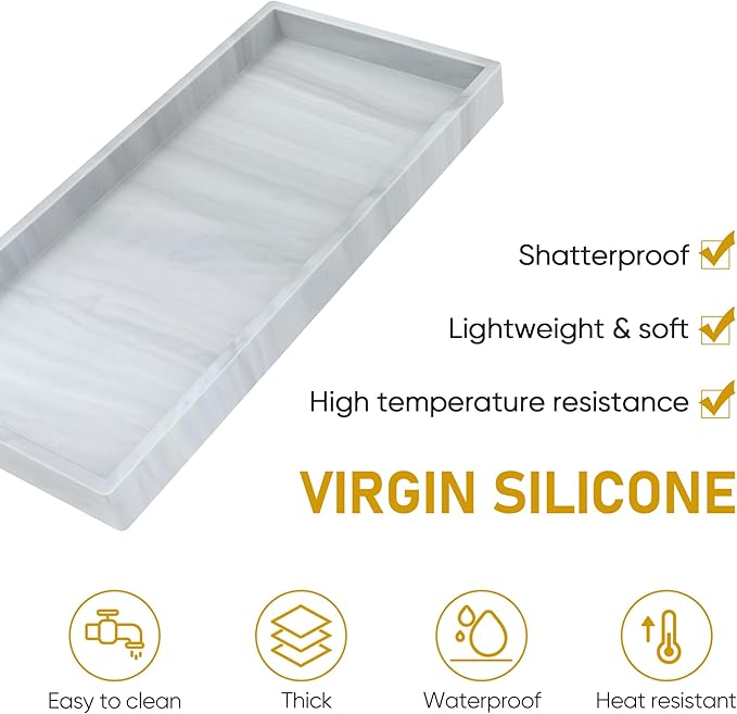 Silicone Bathroom Tray, Shatterproof Bathroom Vanity Tray, High-Grade Silicone - Image 4