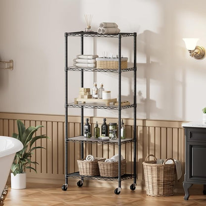 SINGAYE 5 Shelves Storage Shelf Wire Closet Bathroom Organizers Metal Pantry - Image 2