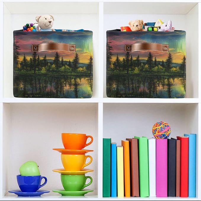 Iridescent Northern Lights Tree Storage Bins Box Foldable Shelf Basket - Image 6