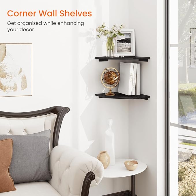 Corner Shelf Wall Mount, Cable Box, Wood Hanging Storage Shelf Organizer - Image 4