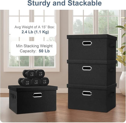 Medium 15" 21 Quart Collapsible Stackable Storage Bins - Image 4