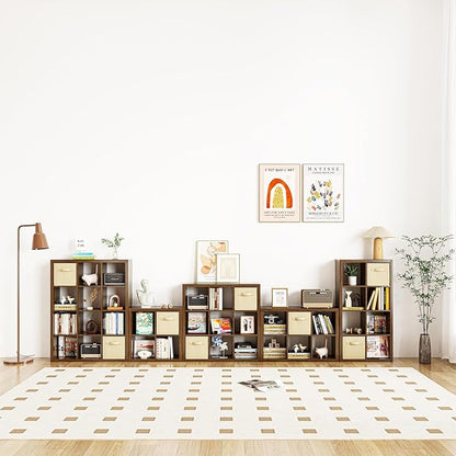 furtble Bookshelf with Storage Bins, 12-Cube Storage Organizer, Modern Wood - Image 5