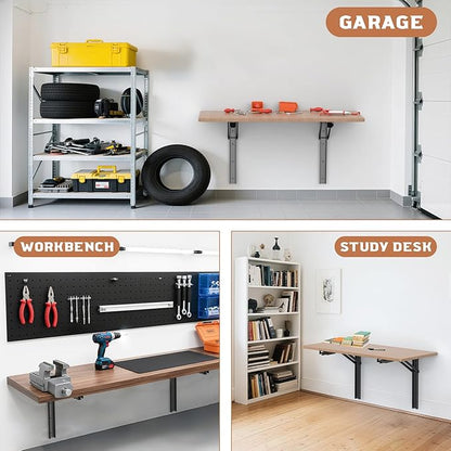 TORACK Heavy-Duty 18 inch Folding Wall Shelf Brackets, Space-Saving Collapsible - Image 2