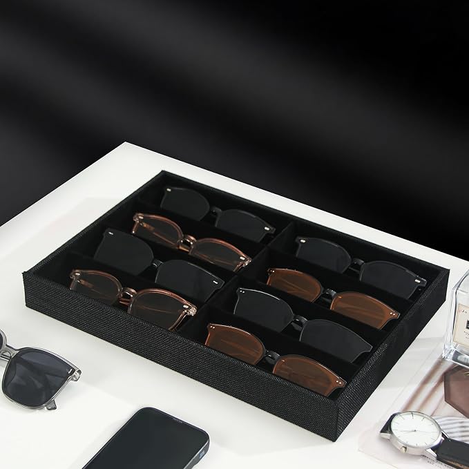 Julysky Sunglass Organizer Tray, 8 Grids Watch Holder Display Jewelry Tray - Image 3