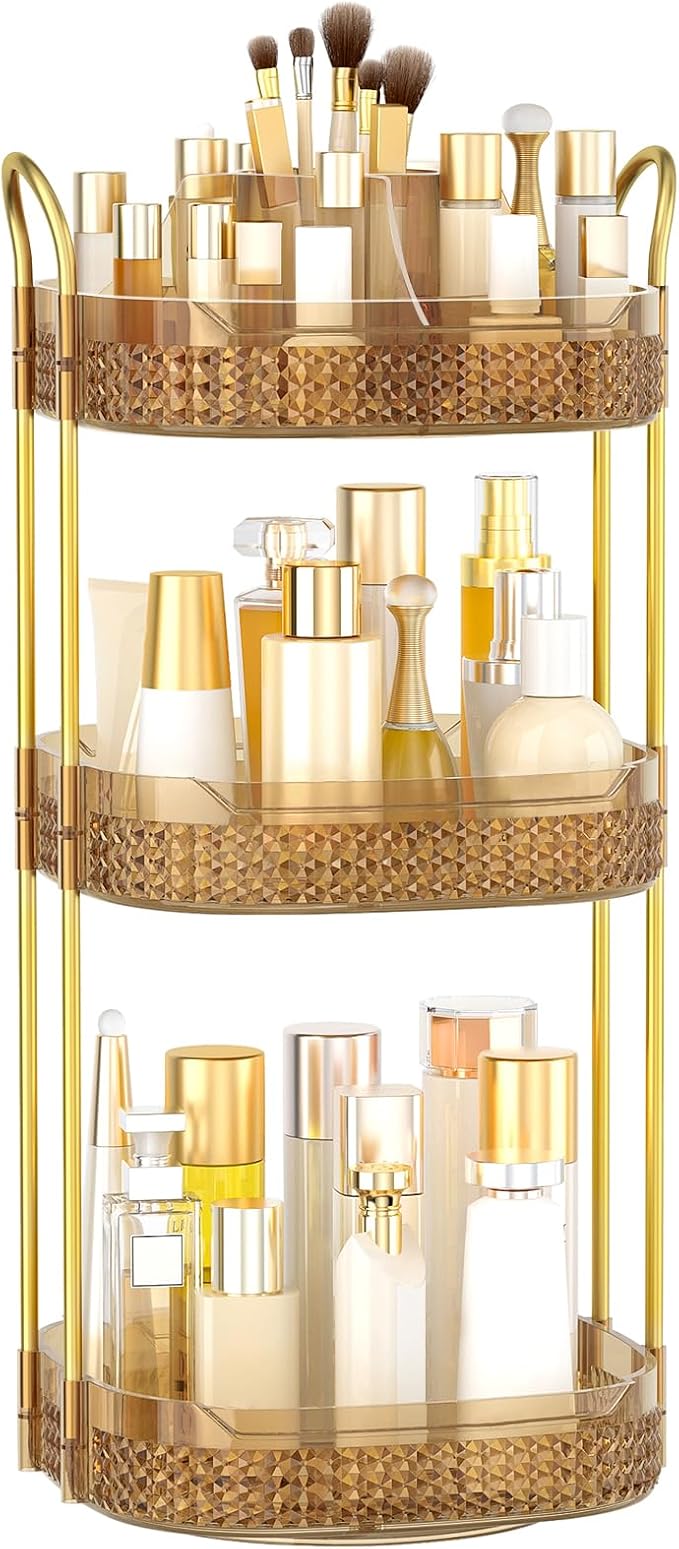 Rotating Makeup Organizer for Vanity 3 Tier, Perfume Organizer by BOCONY