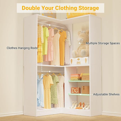 Unikito Corner Closet System, 36 Inch Large Freestanding Closet Organizer System - Image 3