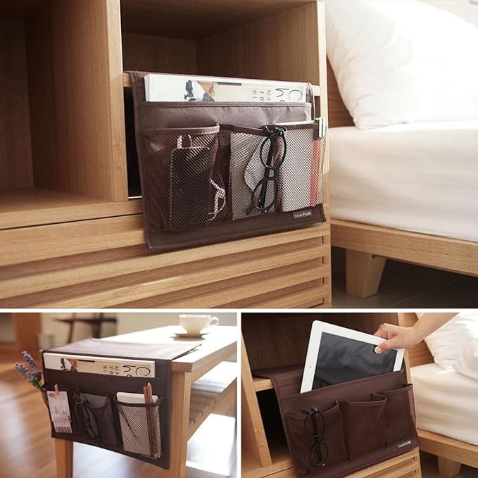 Bedside Storage Organizer with 4 Pockets, Bedside Caddy, Remote Control Holder - Image 4