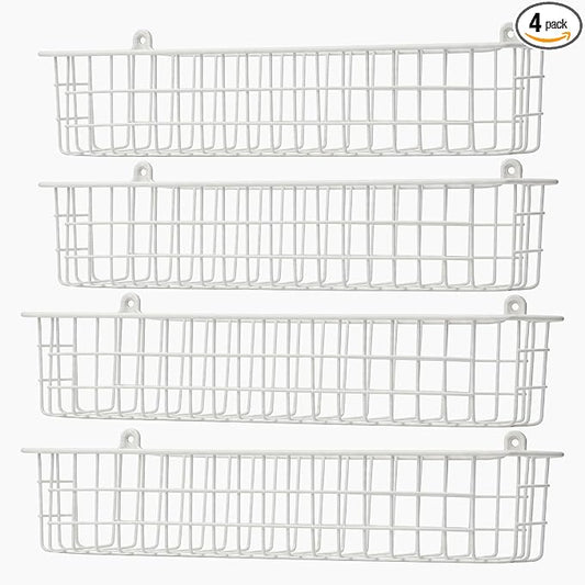 Spice Rack Organizer Wall Mount, 4 Pack White Storage Basket by Unknown