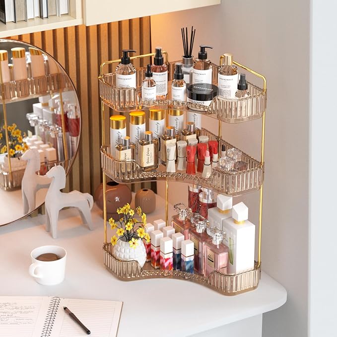 GTI 3-Tier Corner Bathroom Counter Organizer, Large Capacity Makeup Organizer - Image 2