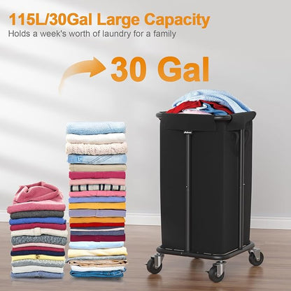 Laundry Basket with Wheels, Rolling Laundry Hamper, 30 Gal., Removable and - Image 2