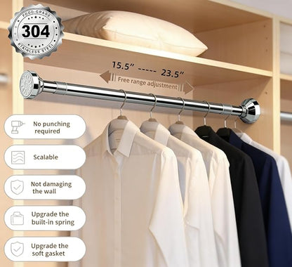 wardrobe pole, 2-inch diameter adjustable spring tension cabinet pole, 304 - Image 3