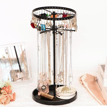 360 Rotating 2-Tier Jewelry Organizer Stand, Large Earring Holder Organizer by 17Dec