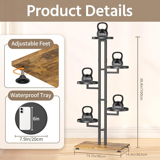 LASZOLA Black 5 Tiered Plant Stand Indoors Heavy Duty Metal Rack, Sturdy Multi - Image 6
