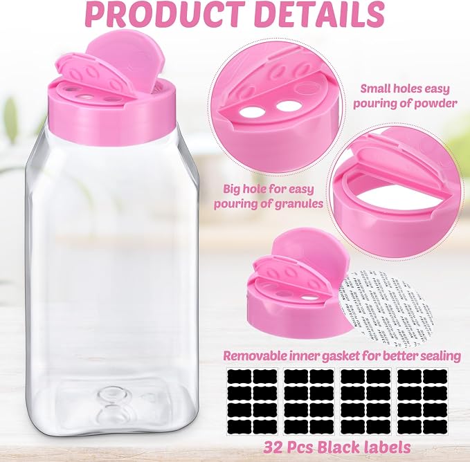 Mifoci 28 Pack 16 oz Plastic Spice Jars - Image 3