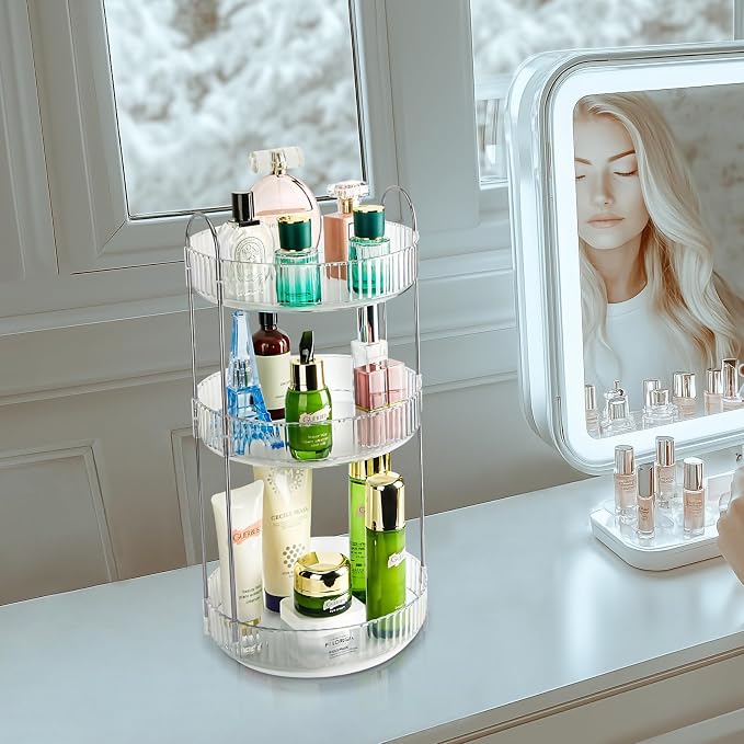360 Rotating Makeup Organizer, 3 Tier Large Capacity Lazy Susan Bathroom - Image 7
