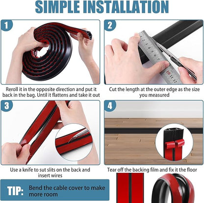 Floor Cord Covers for Wires 6FT Cable Hider Wire Cover Self Adhesive Cord Hider - Image 5
