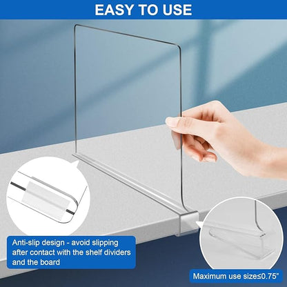 11 Inches Clear Shelf Dividers for Closet Organization and Storage, 6 Pack - Image 8