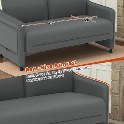 Faux Leather Loveseat, Upholstered Loveseat - Image 5