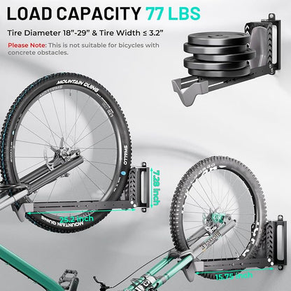 2-Pack Swivel Bike Rack Wall Mount, Bike Hangers - Image 2