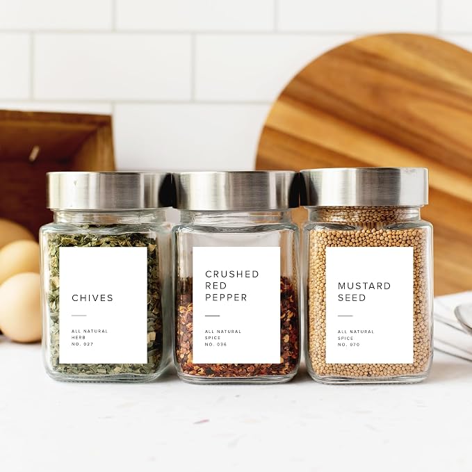 250 White Spice Labels by ThreeKin | Waterproof & Oil-Resistant Pre-Printed - Image 3