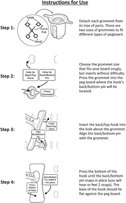 PegPro® 2" Hooks Kit for Standard “Wood Fiber” pegboard – Durable Plastic - Image 6