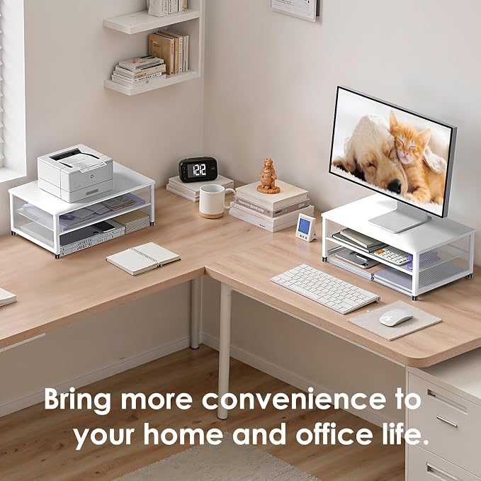 Desk Organizers and Accessories, 2-Tier Metal Computer Monitor Stand Riser - Image 6